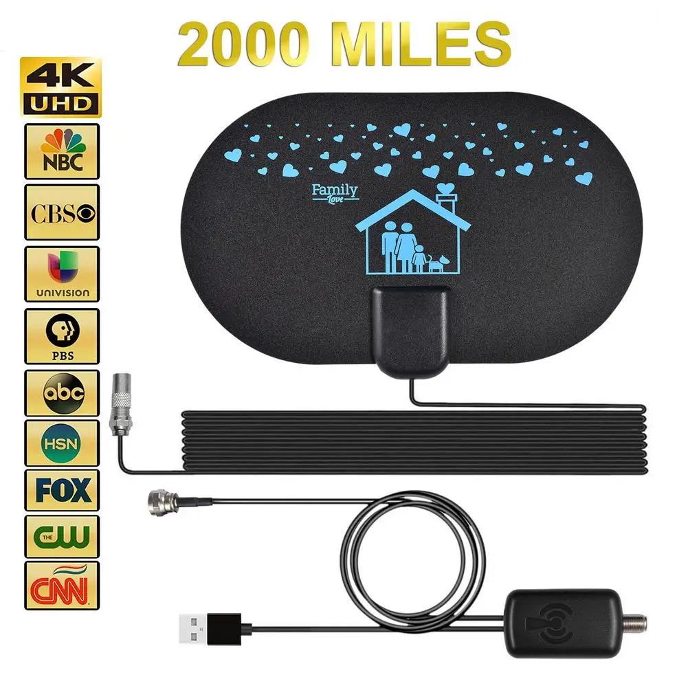 

HD 4K TV Antenna 1080P Digital TV Indoor Digital TV Antenna 2000 Miles HDTV Signal Amplifier DVB-T2 Satellite Receiver