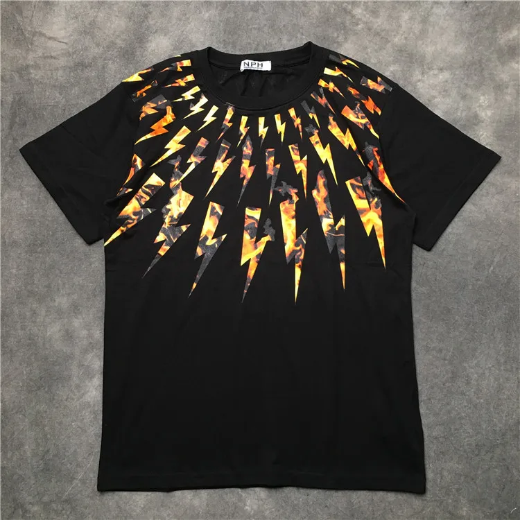 

New luxury Men Novelty High Neil thunderbolt T Shirts T-Shirt Hip Hop Skateboard Parkour Street Cotton T-Shirts Tee Top C59