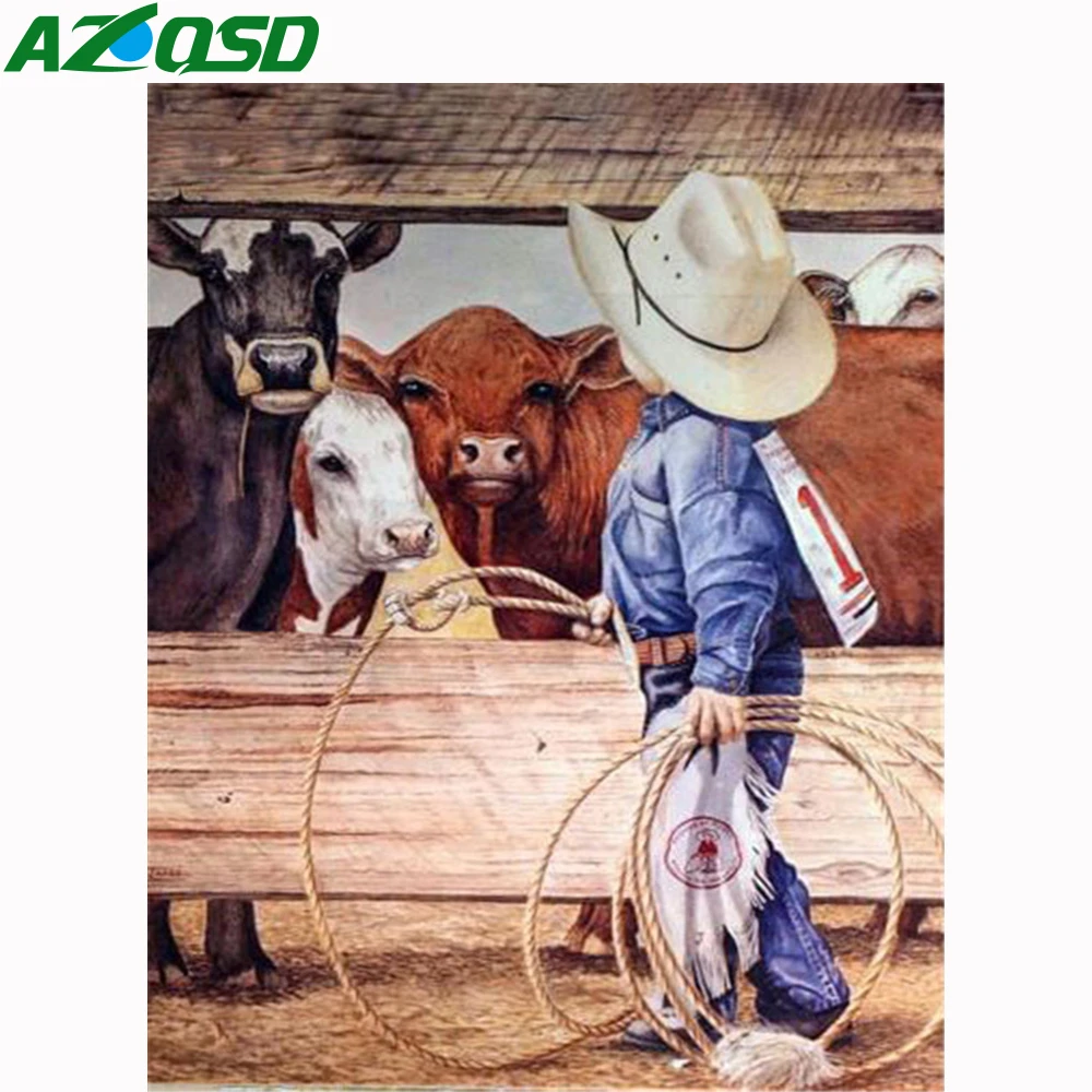 

Алмазная мозаика AZQSD, наборы для вышивки крестиком с изображением крупного рогатого скота