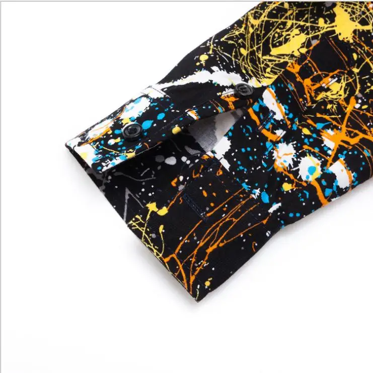 

Men Slim Fit Long Sleeve Streetwear 3D Print Hawaiian Shirts Turn Down Collar Spring Atumn Male Leisure Tops Chemise Homme J3105