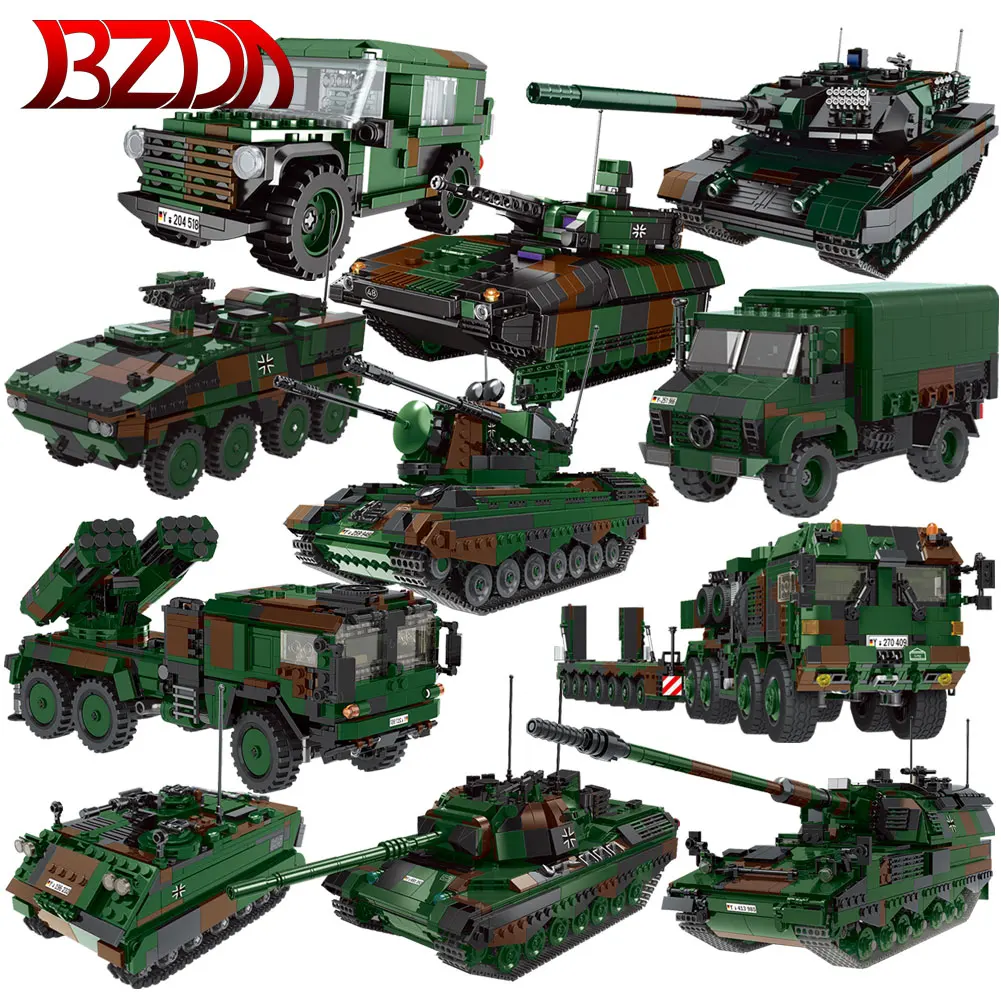 

XINGBAO Germany Military Tank Series HX-8 Elefant Tractor PZH2000 Building Blocks World War Militarys Vehicle Tanks Educational