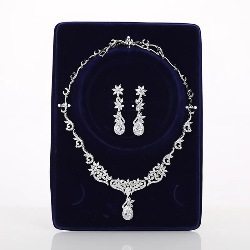 3 шт., набор свадебных украшений MYFEIVO из циркона в форме капли воды, роскошное ожерелье + серьги для женщин, HQ0853
