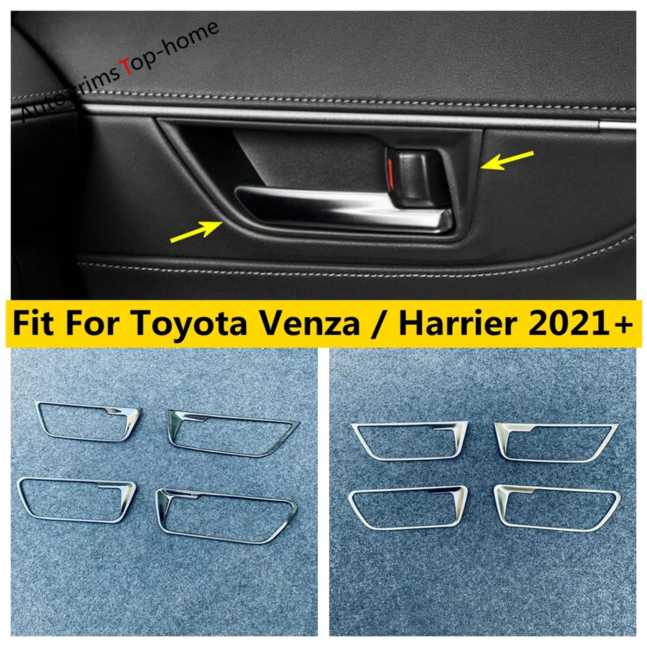 

Car Door Pull Doorknob Handle Hand Bowl Black / Silver Stainless Steel Interior Cover Trim For Toyota Venza / Harrier 2021 2022