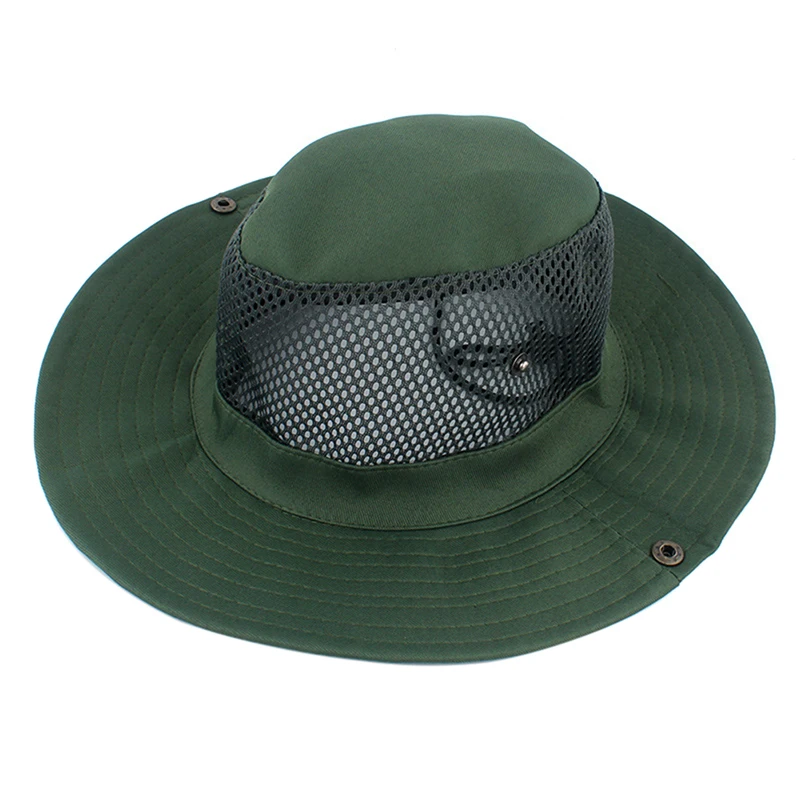 

Men Women's Outdoor Wide Brim Sun Hat Side Snap Chin Cord Fishing Hiking Cap CamouflageSummer Jungle Hunting Hats