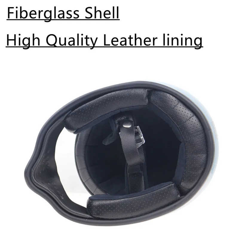 

Korea Style Full Face Fiberglass Shell Helmet Motorcycle Light Weight Double D Buckle Removable Brim Vintage Cascos Para moto