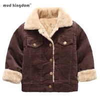 mudkingdom kids clothes winter corduroy lined fashion boys girls jacket long sleeve thick warm outerwear for toddler solid coats