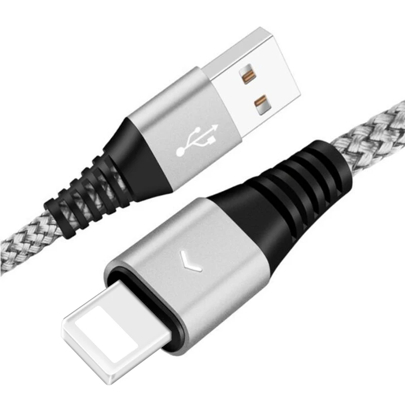 USB дата кабель для iPhone Xr Xs Max 8 7 6 6s plus 5se нейлоновая оплетка Быстрая зарядка кабель для ligting Apple iPad зарядное устройство шнур провод - Тип штекера: Silver