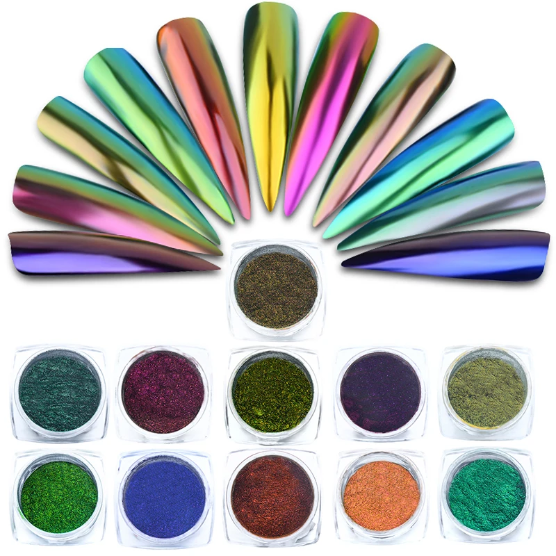 Четыре лилии Хамелеон зеркальные Блестки для ногтей Пудра 0 5 г хромированный