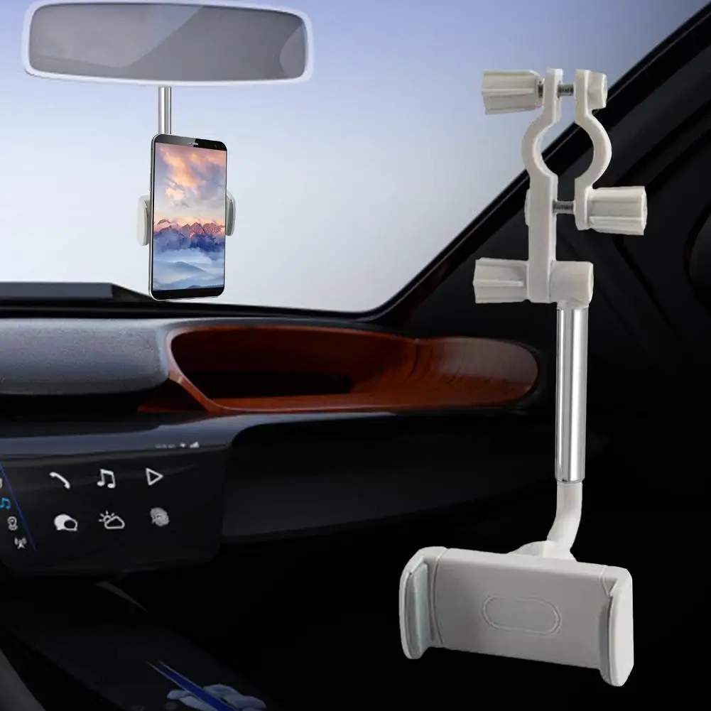 

360-degree Rotation Foldable Telescopic Mobile Phone Holder Car Phone Holder Rearview Mirror Front Seat Snap-on Phone Holder