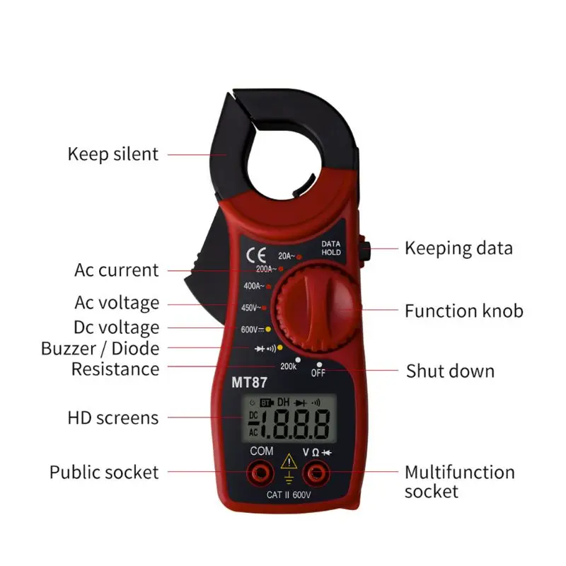Portable MT87 Digital Clamp Ammeter Multimeter With Measurement AC/DC Voltage Tester (AC Current) Resistance Multi Test Me | Инструменты