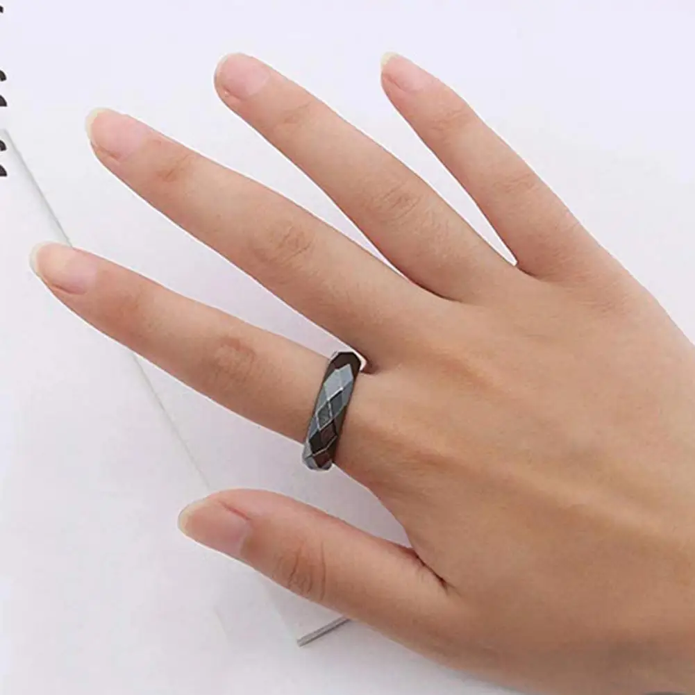 

50% Dropshipping!!Finger Ring Geometric Surface Trendy Black Round All Match Ring for Dating