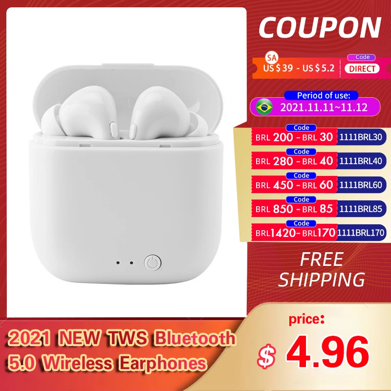 

RYWER 2021 New TWS Wireless Bluetooth 5.0 Earphones Sport Music Earbuds Headset With Mic For Xiaomi Samsung Huawei LG