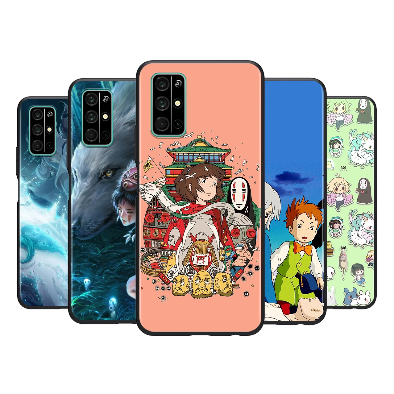 

Anime Totoro Ghibli Art For HUAWEI Honor 50 30 V30 20 View 20 20E X10 10 Pro SE Lite 5G Silicone Black Soft Phone Case