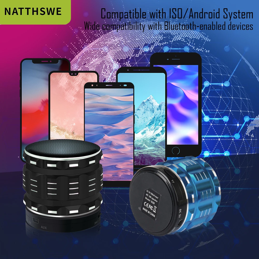 Bluetooth-Колонка NATTHSWE металлическая Беспроводная портативная мини-колонка с