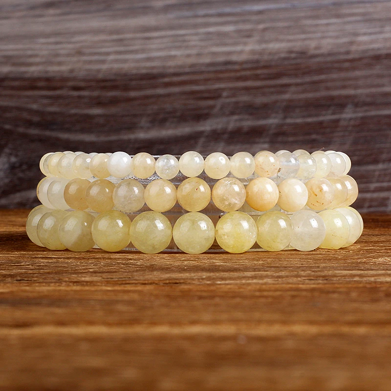 

Natural Light Yellow Chalcedony Bracelets Women 4/6/8/10mm Quartzs Crystal Mica Stone Reiki Energy Bracelets Charm Yoga Jewelry