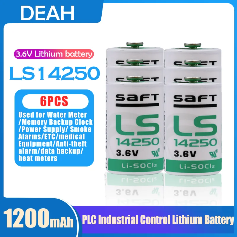 6 шт. 3 В SAFT 14250 LS14250 1/2 AA 1/2AA Первичная батарея для измерения электронного