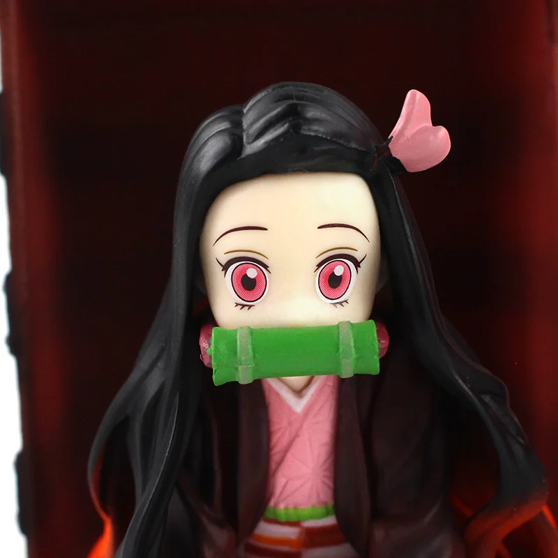 

7-9cm Anime Demon Slayer Kimetsu no Yaiba Wooden Box Kamado Nezuko PVC Action Figure Collectible Model Toy for Kids