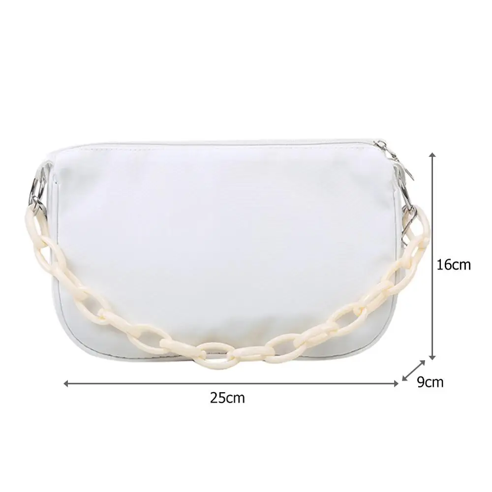 

Casual Nylon Female Festival Gifts Shoulder Underarm Bags Fashion Solid Color Acrylic Chain Women Crossbody Handbags
