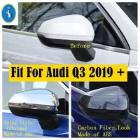 accessories rearview mirror case decoration cap cover trim fit for audi q3 2019 2022 chrome carbon fiber exterior refit kit