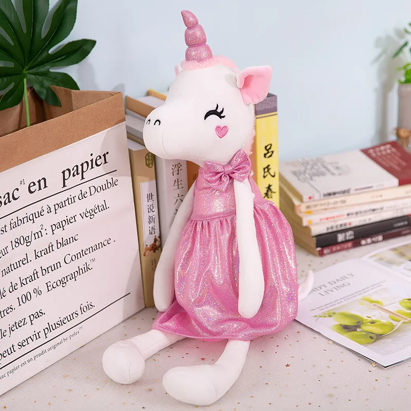 Чучело Детские Куклы Kawaii Мультфильм единорог плюшевые игрушки с юбкой дети подарок игрушки дети подарок на день рождения - Цвет: Red