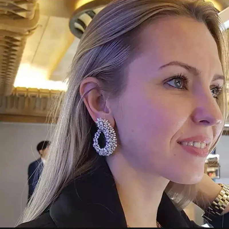 

Luxury Flower Earrings Curved Curved Evening Dress Earrings 210319-15