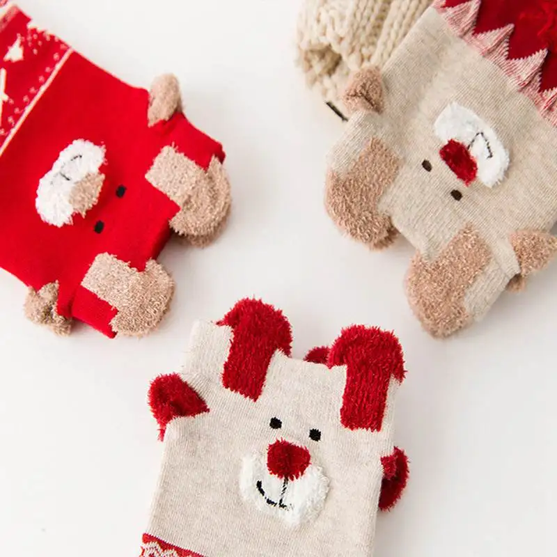 

Cute Women Socks Winter Warm Christmas Socks Santa Claus Deer Soft Cotton Girls Socks #2