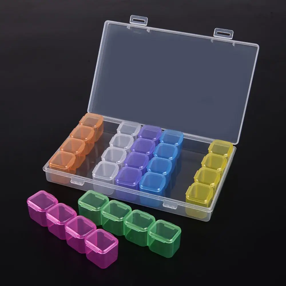 28grids Colorful Крафтовый чехол для хранения контейнеров наборы алмазной живописи пластиковая коробка для хранения DIY бисер коробка для хранения Органайзер держатель набор швейных инструментов - Цвет: 28grids Colorful