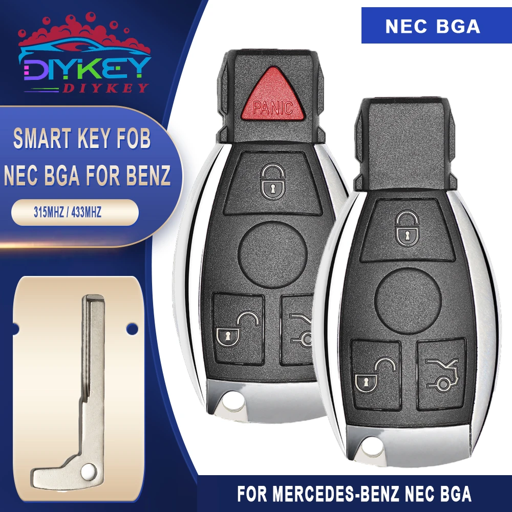 

Умный ключ NEC и BGA DIYKEY без ключа 315 МГц/433 МГц 3B/4 кнопки для Mercedes BENZ 2000 +