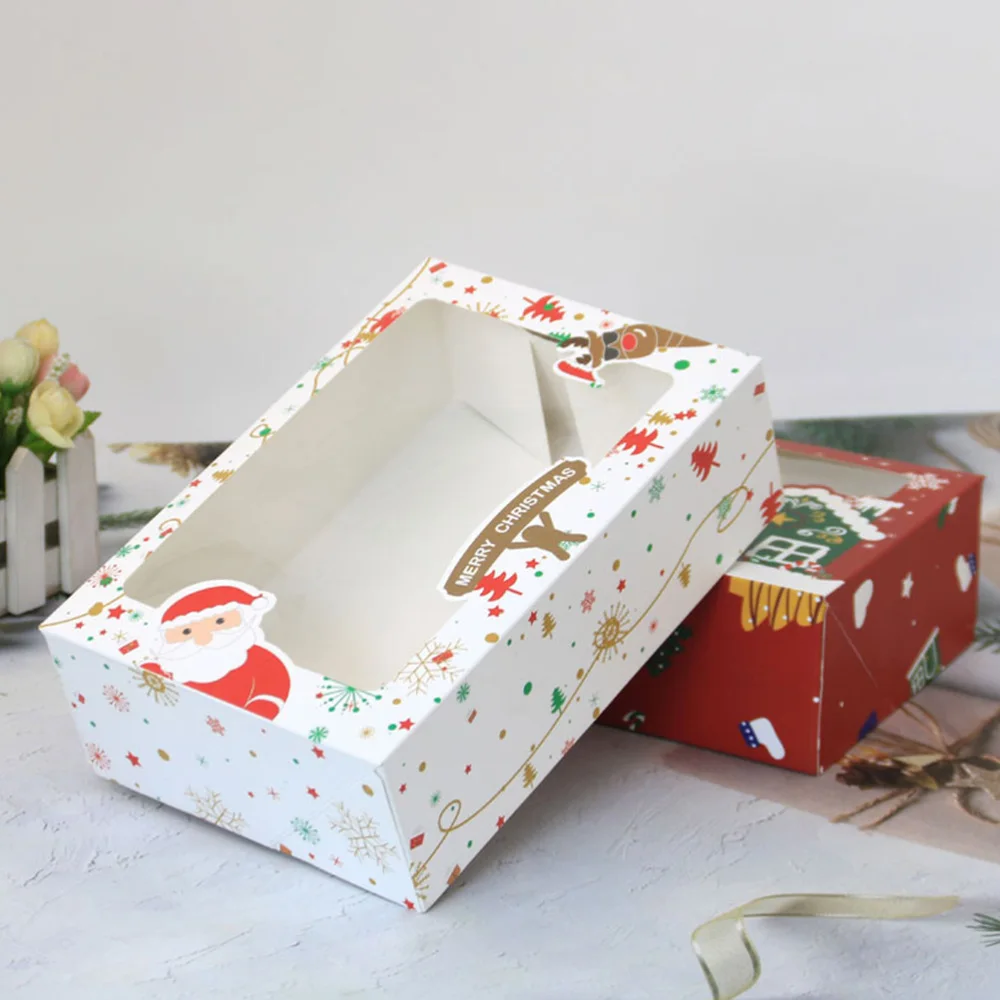

12Pcs Christmas Paper Cake Boxes Cardboard Biscuit Boxes Candy Packing Boxes