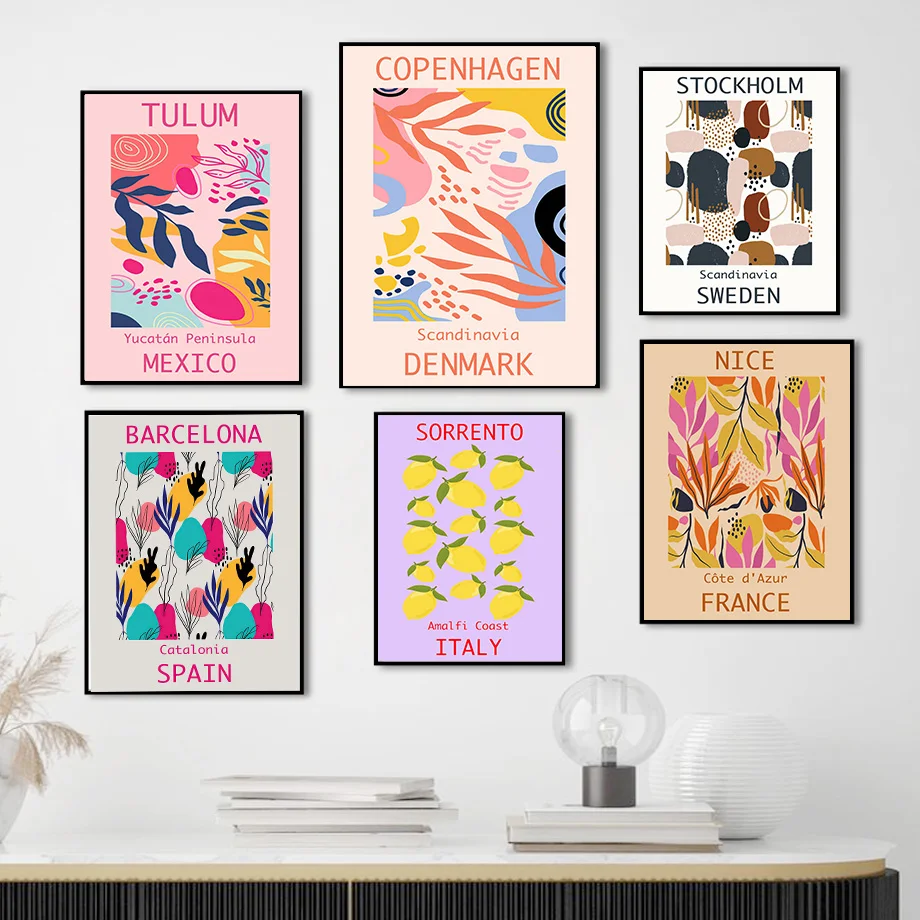 

Ibiza Love Amalfi Tulum France Barcelona Wall Art Canvas Painting Nordic Posters And Prints Wall Pictures For Living Room Decor