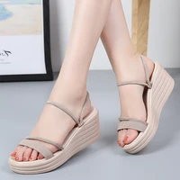 suede cow leather summer women platform slippers luxury slides sandals shoes slip on flip flop heel high 6 5cm beach sandals