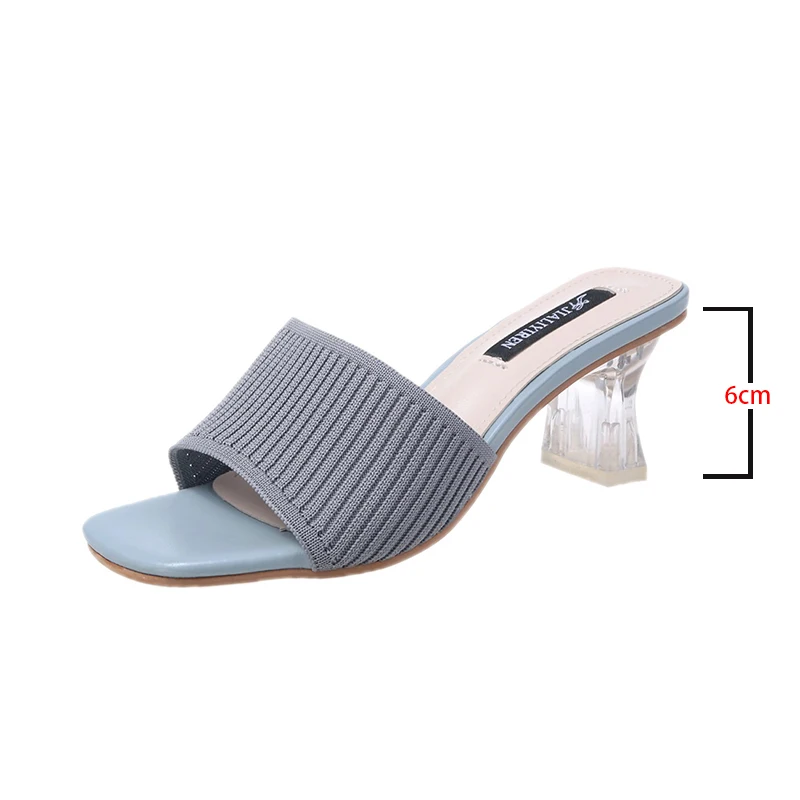 

2019 Slippers Women Slip On Square Heels peep Toe women sandals Ladies Slides Shoes Female Slides Lady Woman Shoes A050