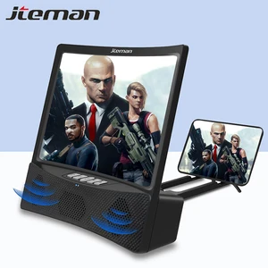 3d mobile phone screen magnifier bluetooth speaker 12 inch enlarger video amplifier projector smart desk holder stand for iphone free global shipping