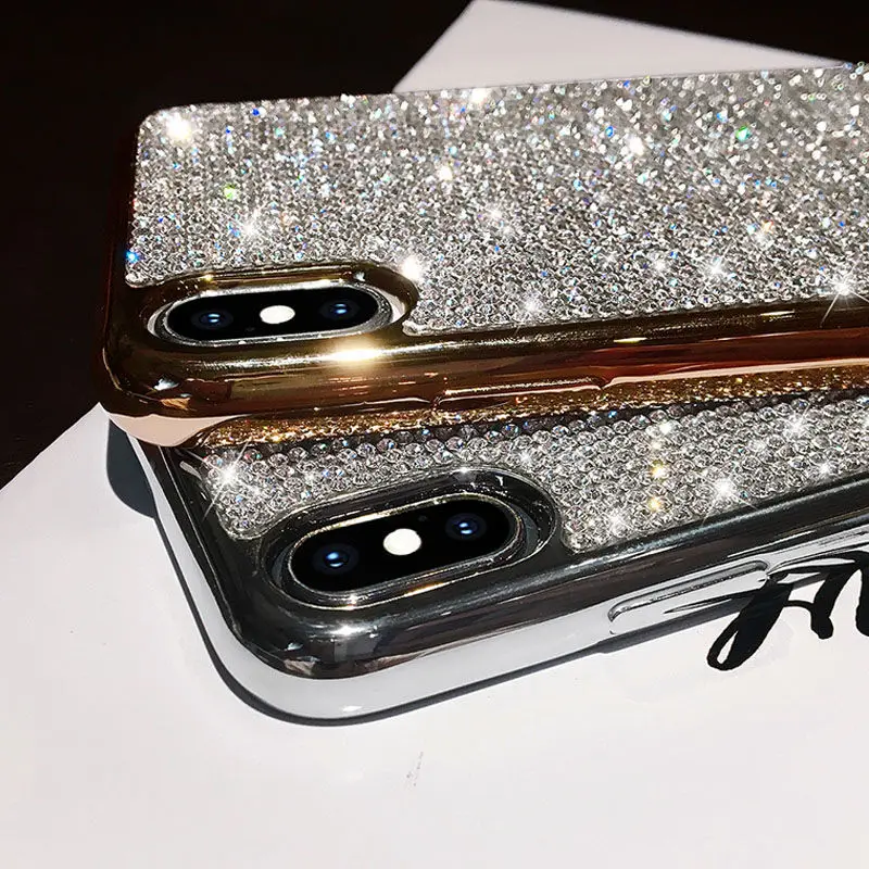 Стразы шикарные бриллианты блестящий чехол для iphone X XS XR Max 7 8 Plus 6 6S Мягкий
