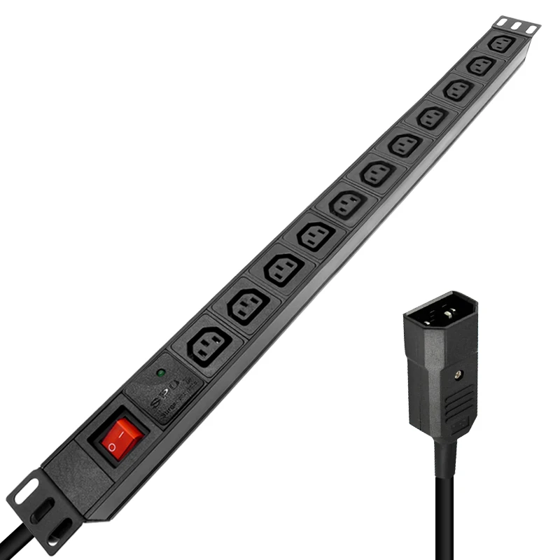 PDU Power Strip 11AC IEC C13 Socket Switch SPD Surge Protection 4000W 2M Cable For Server Network Cabinet Rack | Обустройство дома