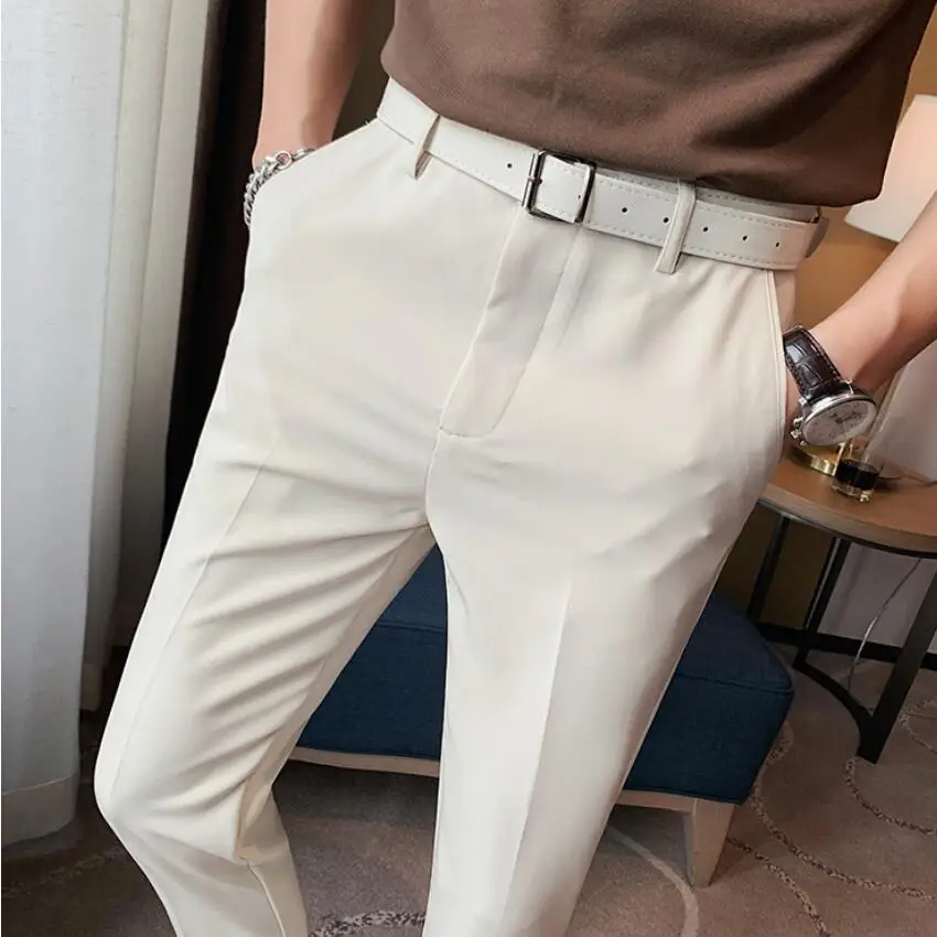 

2021 Men Suit Pants Spring Pure Color Business Casual Formal Pants Slim High Quality Men's Fashion Classic Men Suit Pants S-2XL