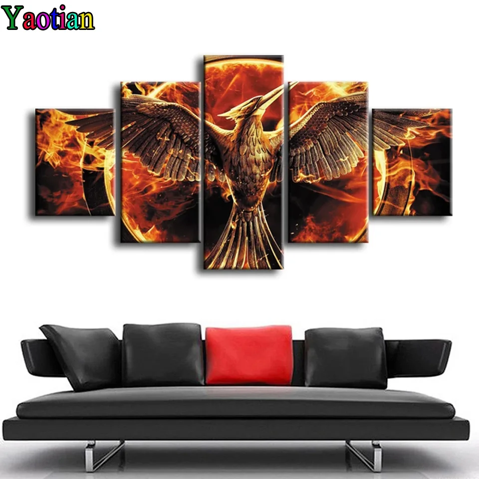 

Wholesale 5 pieces Diamond Painting cross stitch Abstract flame eagle Diamond embroidery Full Square/Round Drill mosaic Diamond