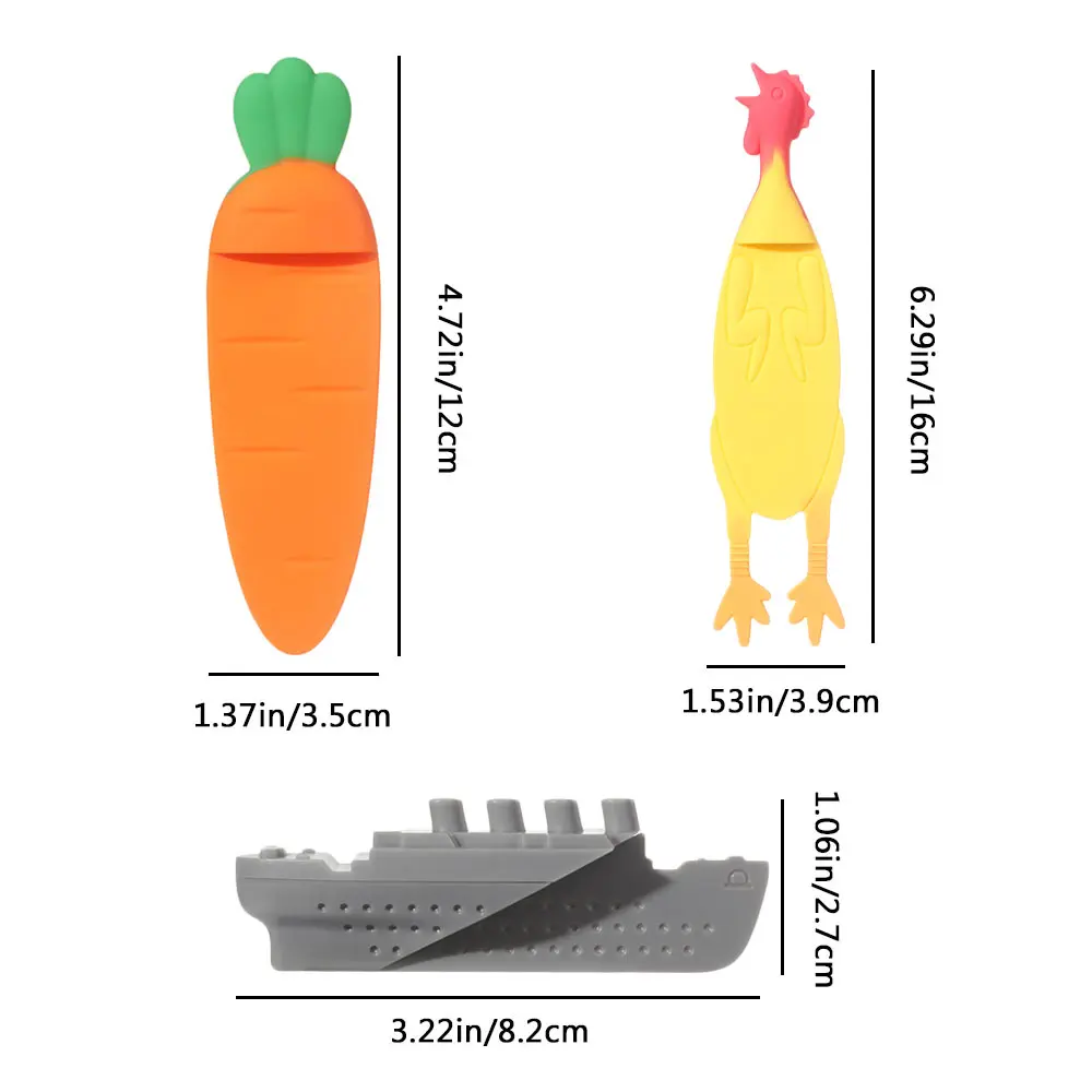 Holder Carrot Chicken 3D Book Markers Animal Bookmarks Crocodile Hippopotamus 
