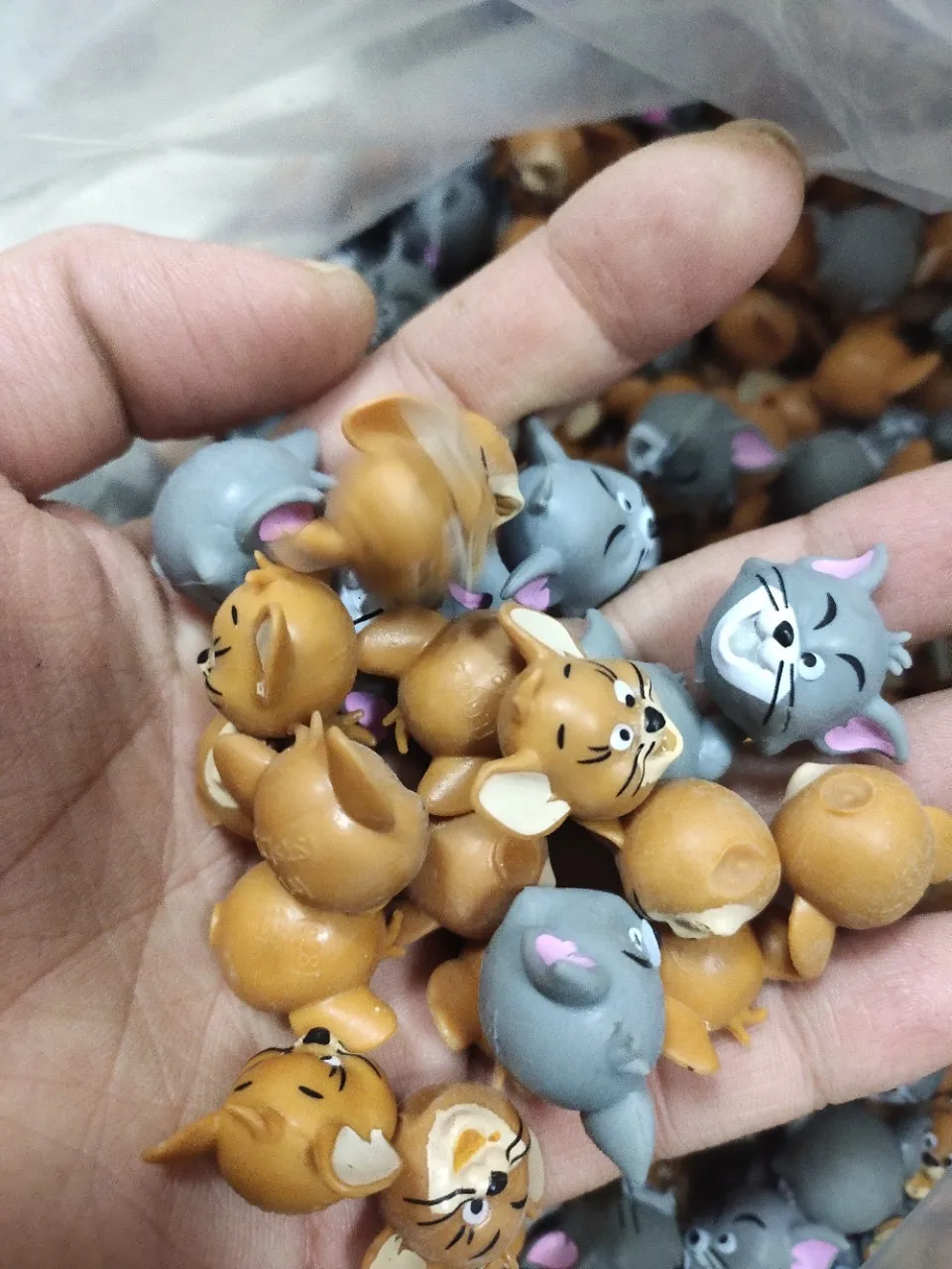 

4Pcs/Set cute Tom cat toy Jerry Mouse doll head Action Mini figure DIY model toys Gift For Friend kids girls