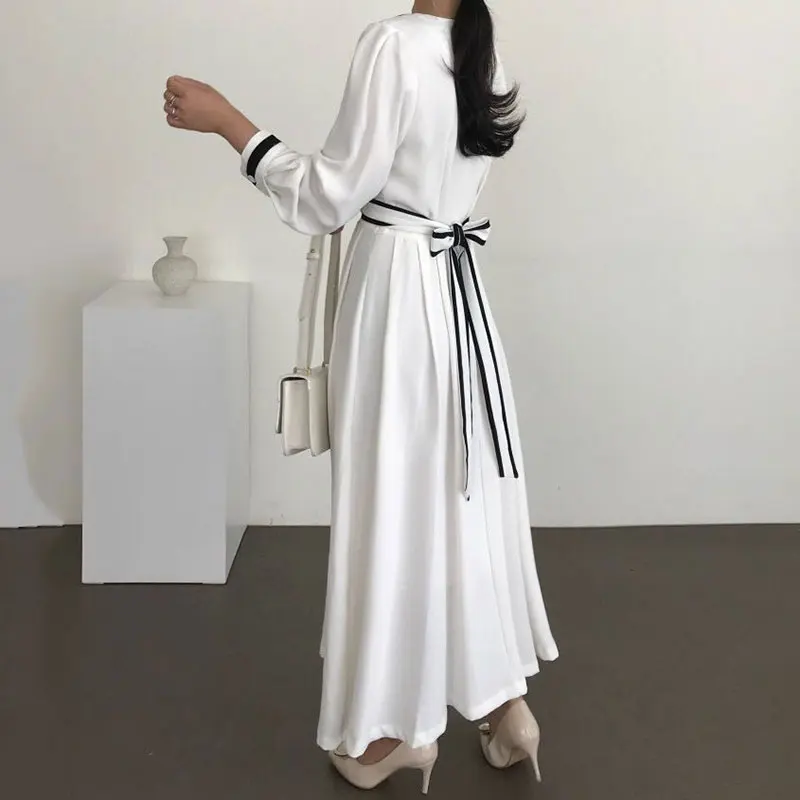 

New arrival French style elegant notched dress women slim high wasit a-line dress