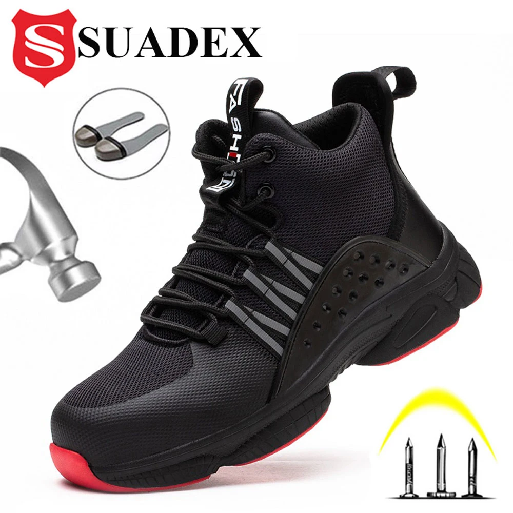 SUADEX New Steel Toe Boots for Men Work Safety Shoes Lightweight Industrial Construction Anti-Slip Tennis Sneakers 40-47 | Обувь