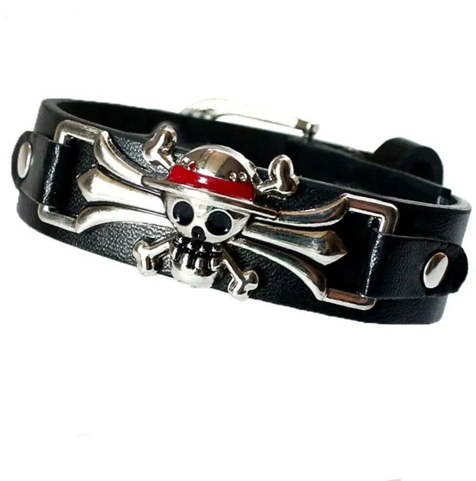 Браслет с черепом для мужчин и женщин Ювелирное Украшение в байкерском стиле