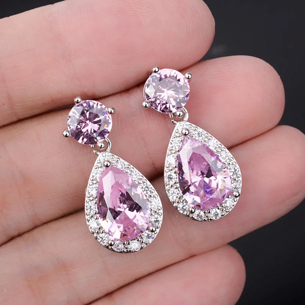 

Fashion luxury bling AAA zircon diamonds gemstones drop earrings for women white gold silver jewelry bijoux party brincos gifts