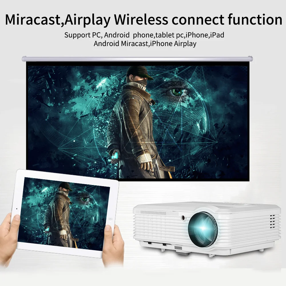 A7AB видео светодиодный проектор 1080p Full HD Android6.0 Wifi Buletooth 6000 люмен Домашний кинотеатр кино DVB-T проектор