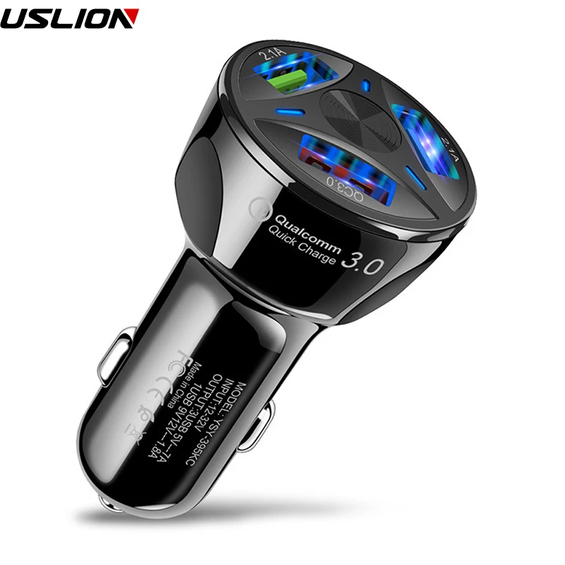 USLION Быстрая зарядка QC3.0 Mini 3 порта USB быстрое автомобильное зарядное устройство
