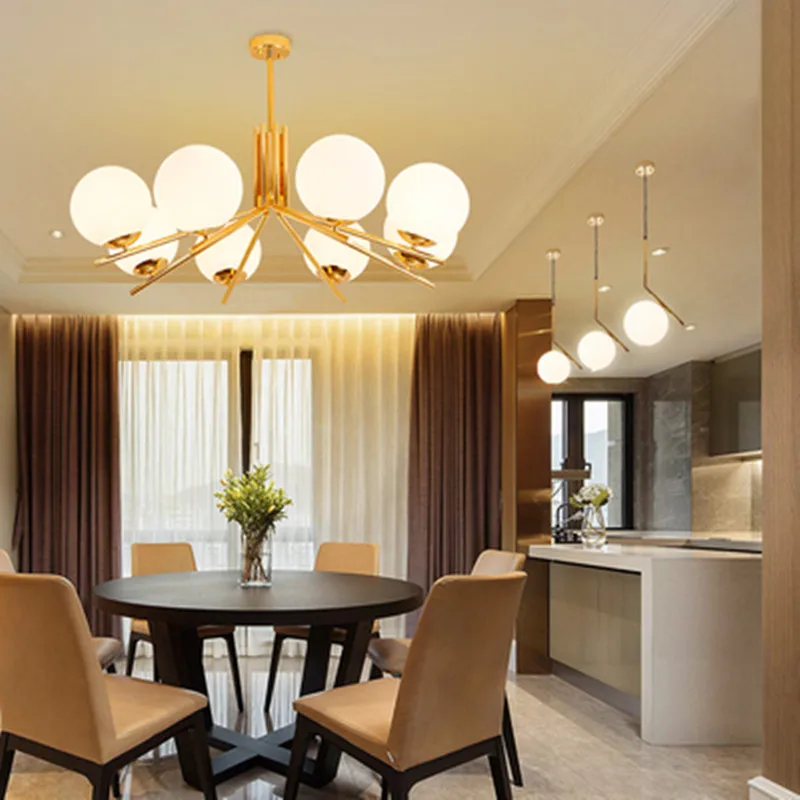 

Modern Nordic Globes LED Chandelier Plate Gold Living Room Chandelier Lighting Lustre E27 Pendant Chandelier Indoor Lighting