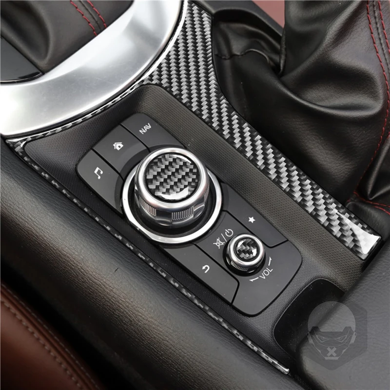 

3Pcs/set Carbon Fiber Decal For Mazda MX-5 Miata 2016-2020 Car Multimedia Knob Frame Panel Trim Sticker Styling Accessories