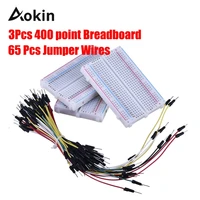 3 pieces 400 point breadboards kit with 65 pcs mm flexible breadboard jumper wires for arduino raspberry pi