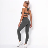 2pcs sportswear yoga sets hips push up gym suits beauty back bra stripes running sets with phone pocket bubble butt fitness sets