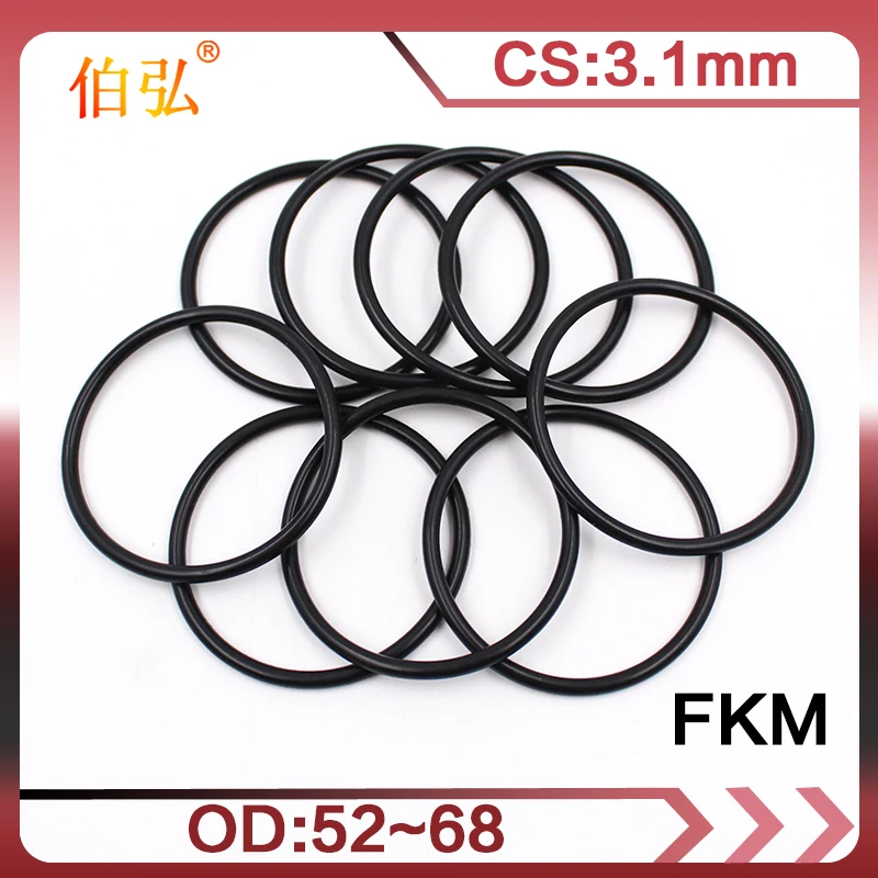 

Черные резиновые уплотнительные кольца FKM толщиной 3,1 мм, наружный диаметр 52/54/55/56/58/60/62/65/68 мм, 1 шт.